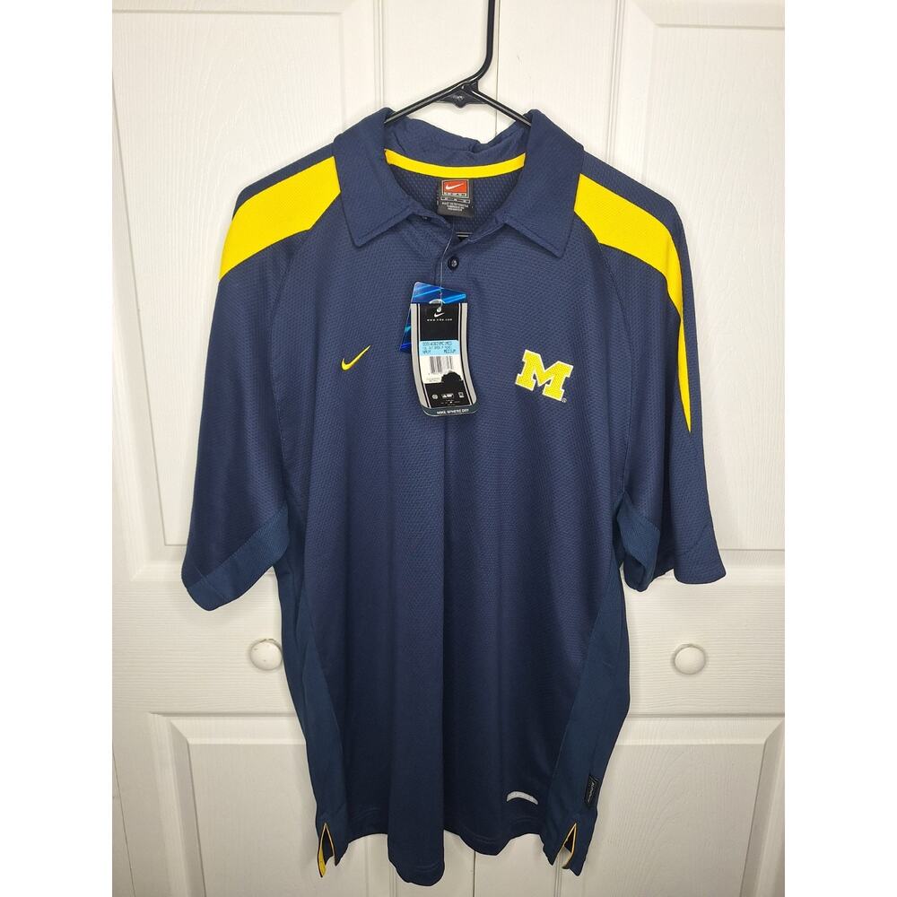 Nike Team Michigan Wolverines Navy Coaches Sideline Polo men's sz M Vintage 2006